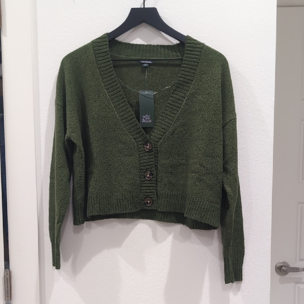 Wild Fable Olive Button-Up Cardigan
